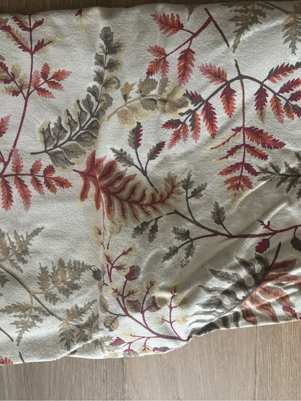 Threshold Cream Tablecloth with Red, Orange and Brown Leaf Print